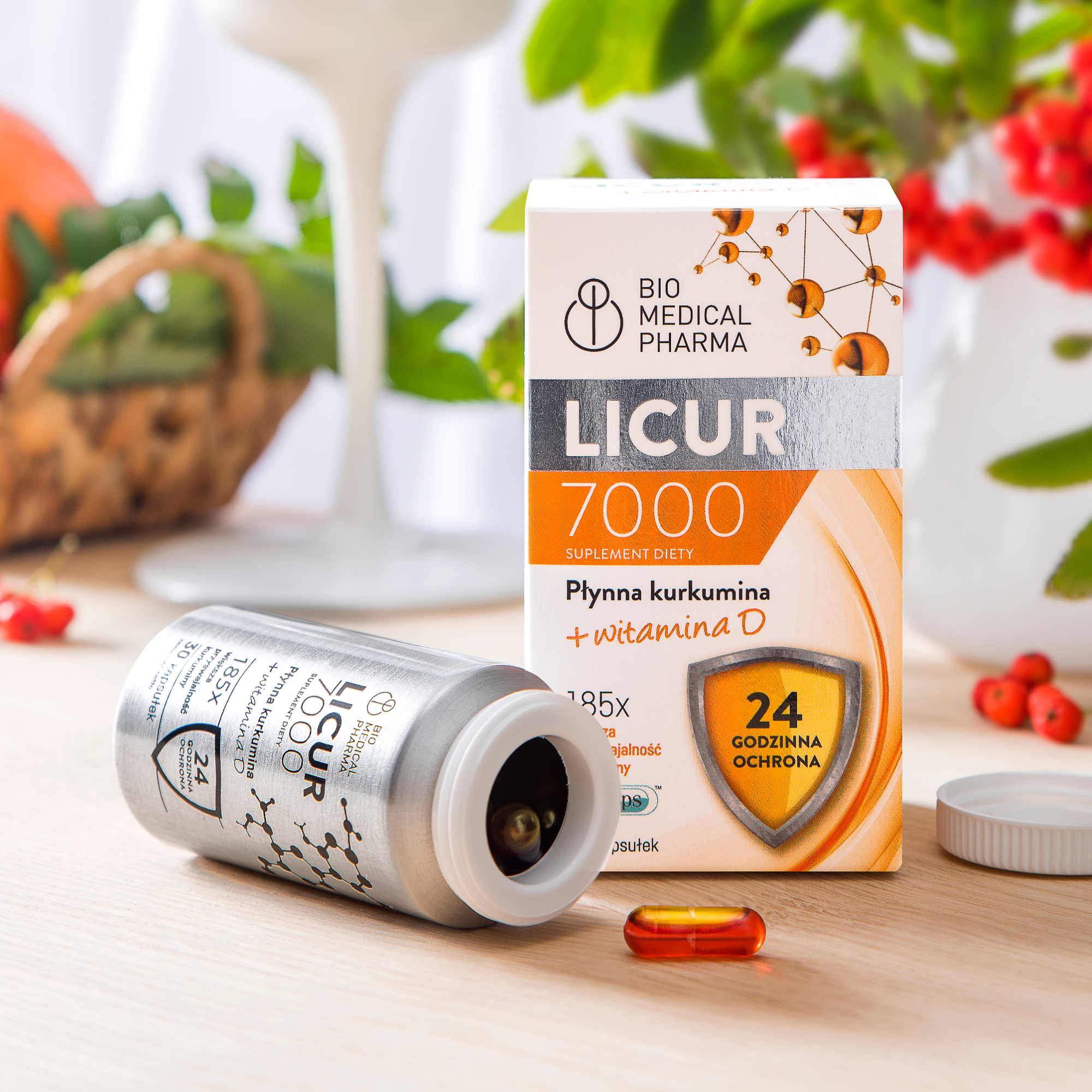 Kurkumina z witaminą D – Licur 7000 aż 30 kaps.