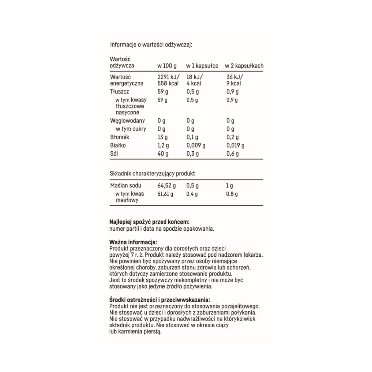 Maślan sodu SR 500 mg – wsparcie dietetyczne jelit