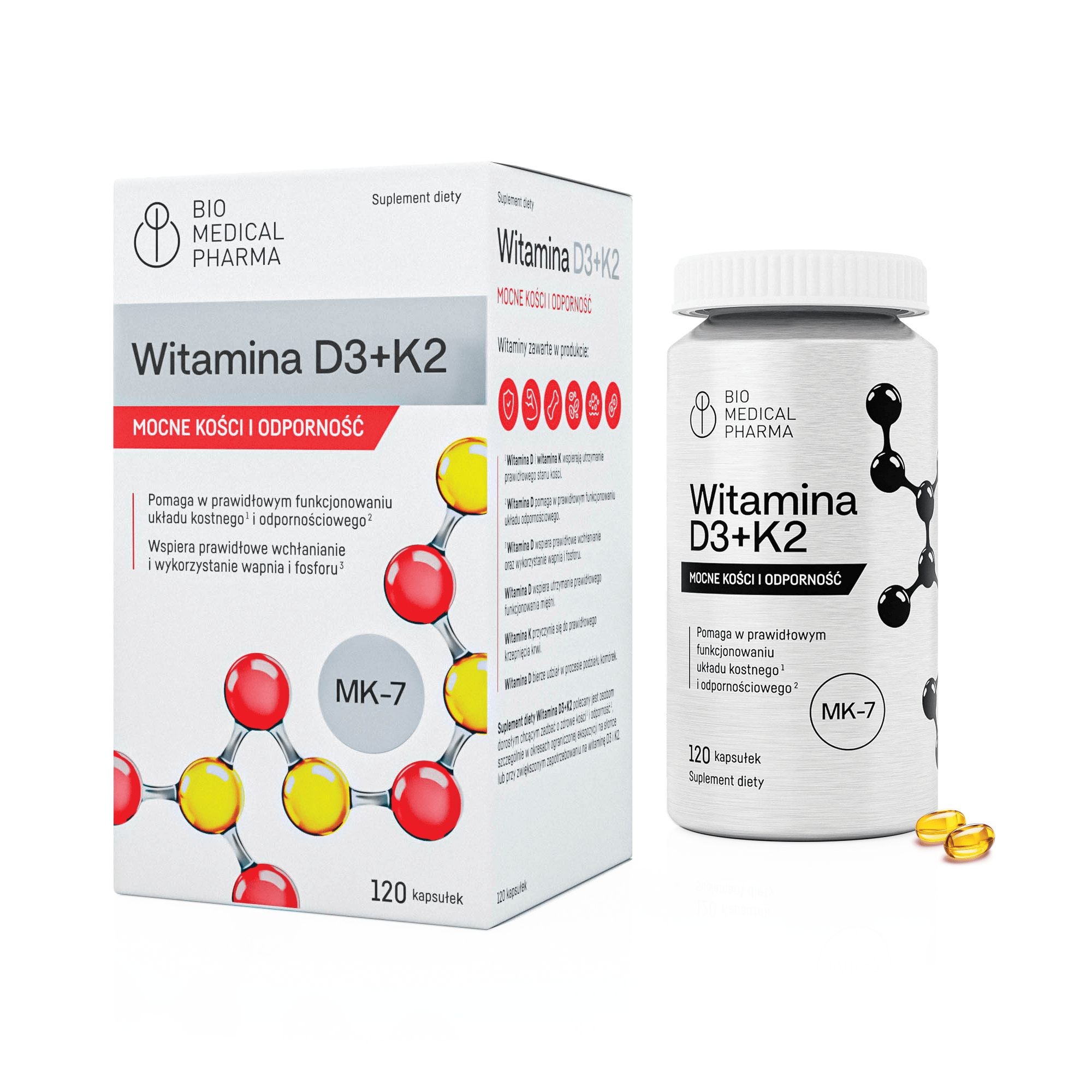 Kości, Mięśnie, Odporność - Witamina D3 + K2 MK-7