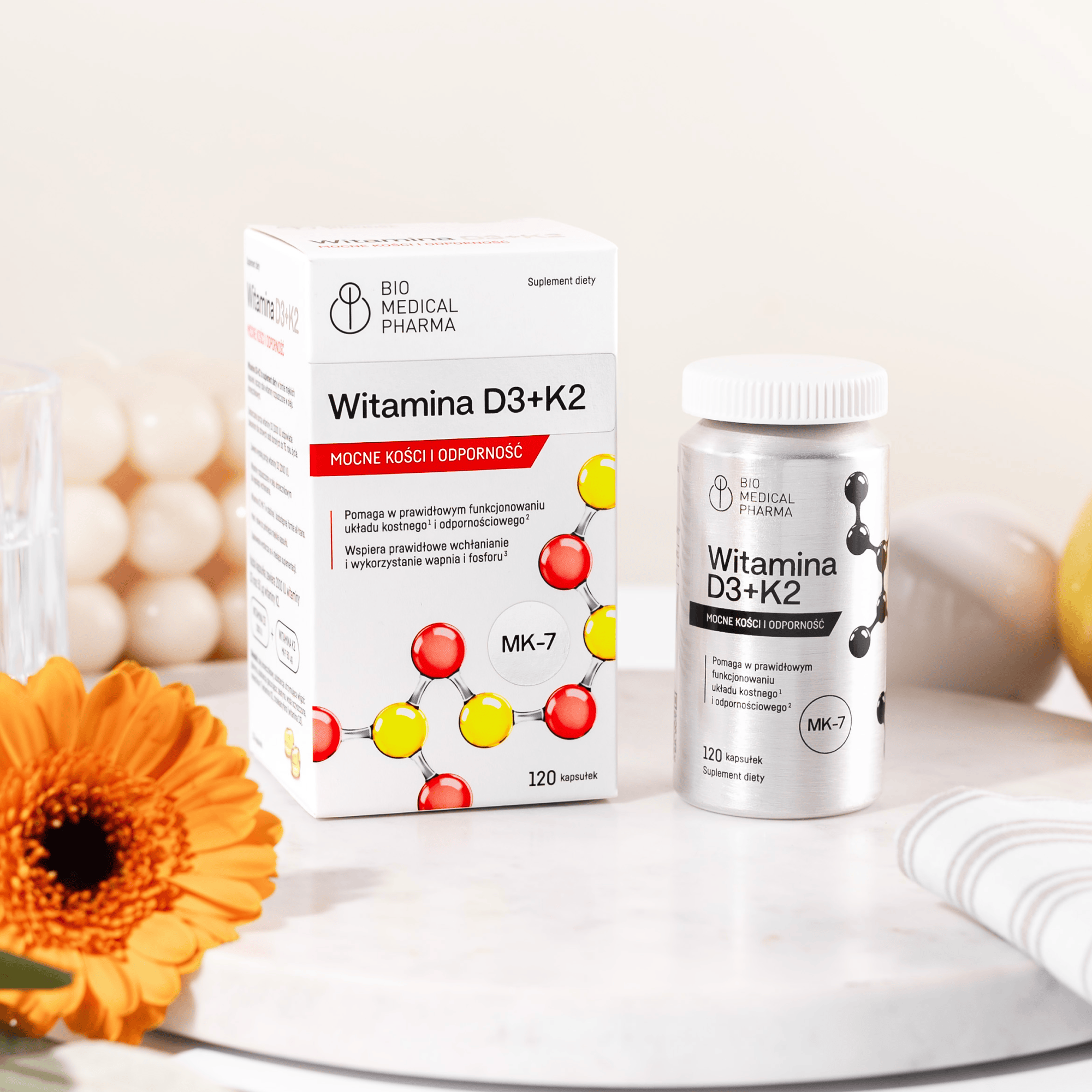 Kości, Mięśnie, Odporność - Witamina D3 + K2 MK-7