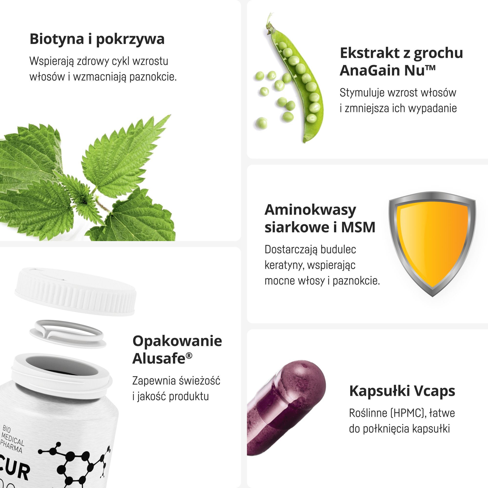 Naturalne składniki suplementu KeratinCell